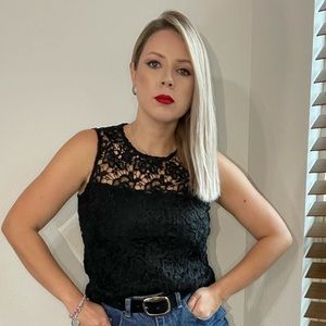 SOLD New Black Lace Blouse Manette Lepore